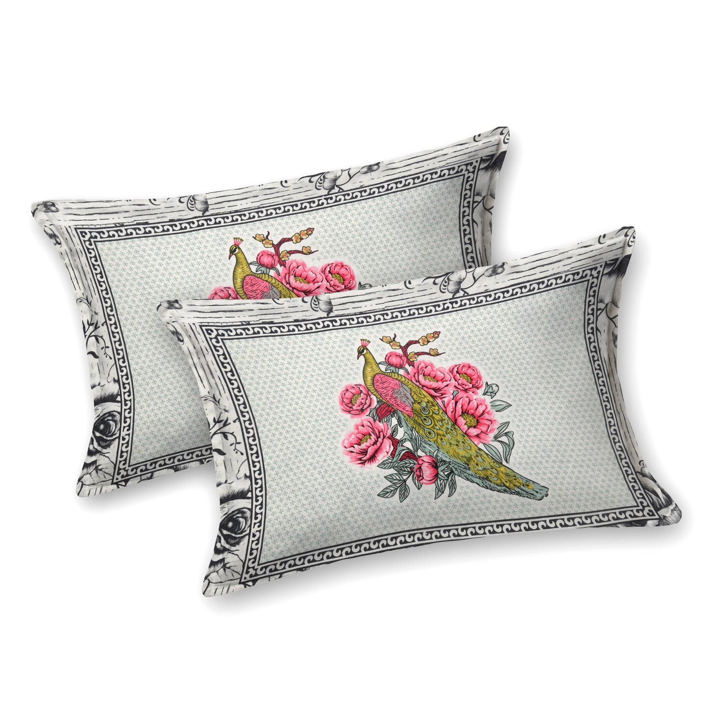 Sanganeri Jaipuri Printed Double Size Bedsheet With 2 Pillow Covers