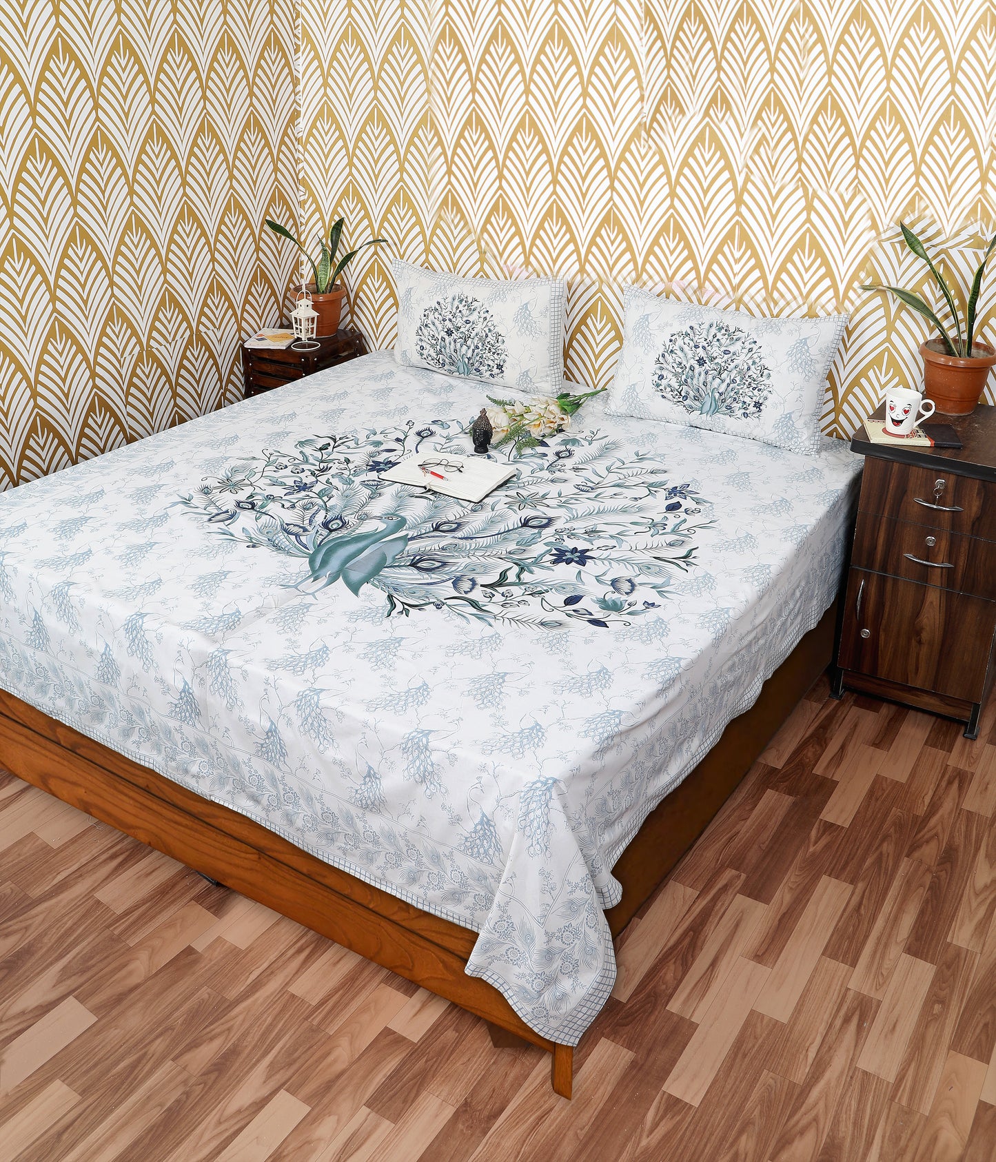 Rajasthani Jaipuri Traditional King Size Bedsheet With 2 Pillow Covers