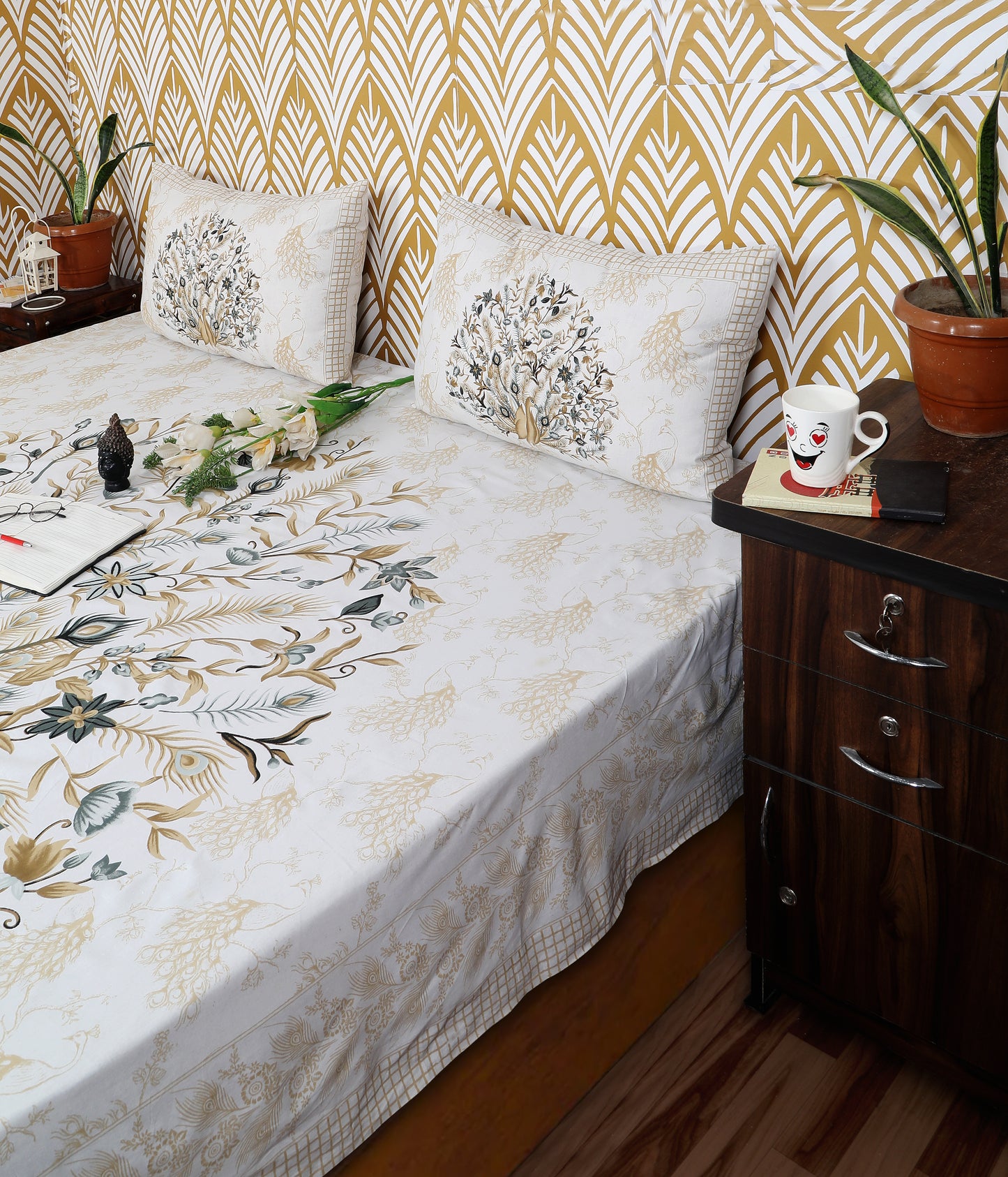Rajasthani Jaipuri Traditional King Size Bedsheet With 2 Pillow Covers