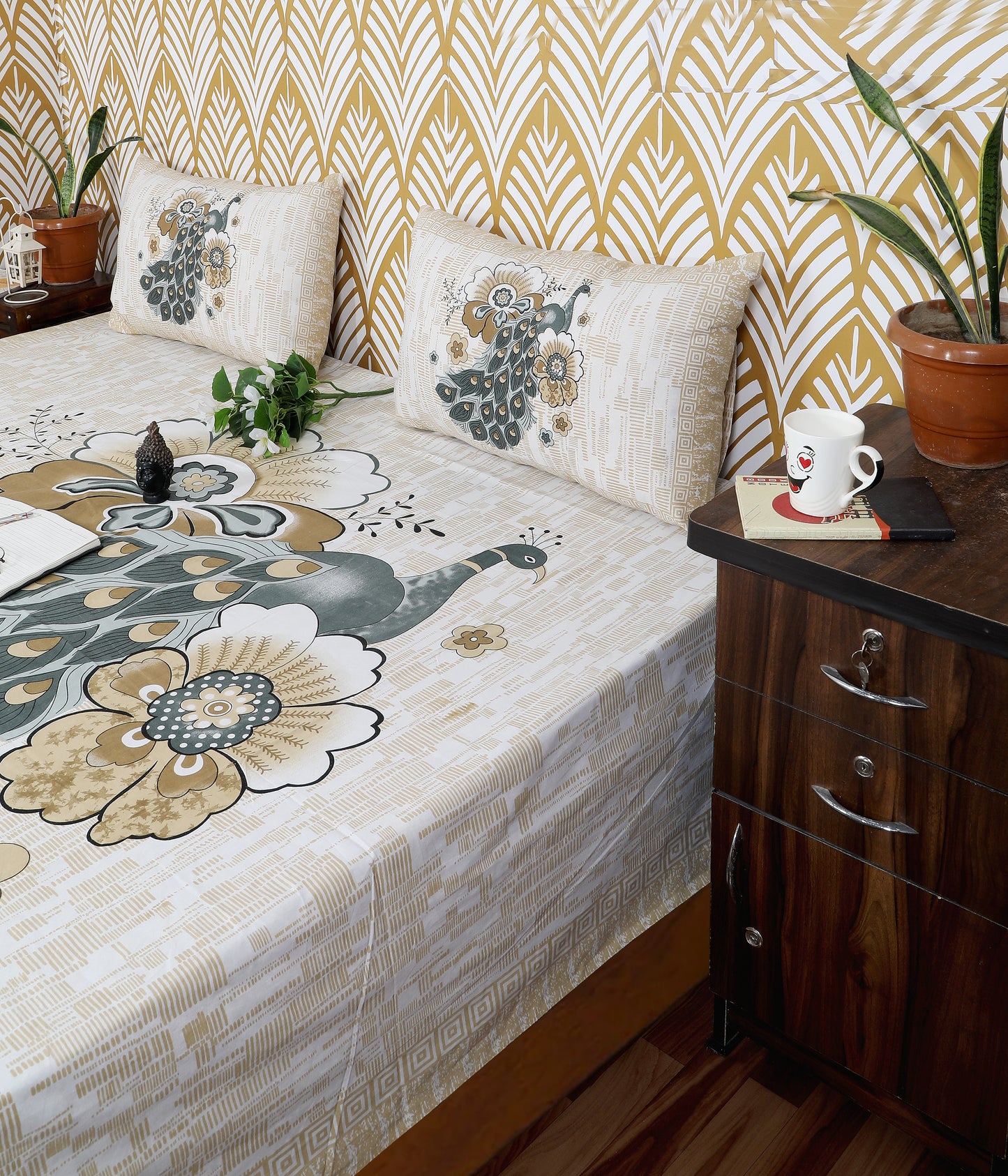 Rajasthani Jaipuri Traditional King Size Bedsheet With 2 Pillow Covers