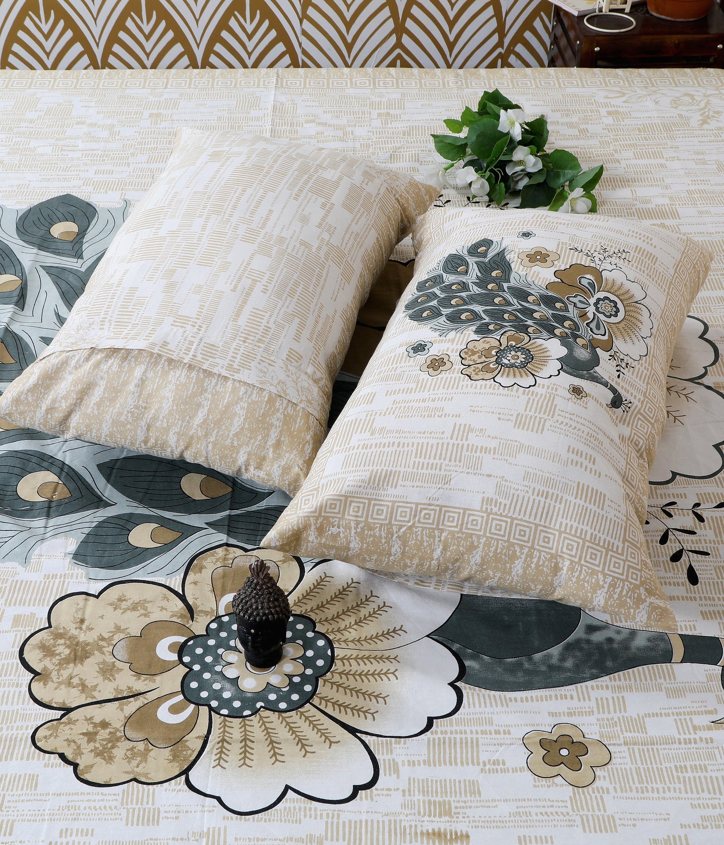 Rajasthani Jaipuri Traditional King Size Bedsheet With 2 Pillow Covers