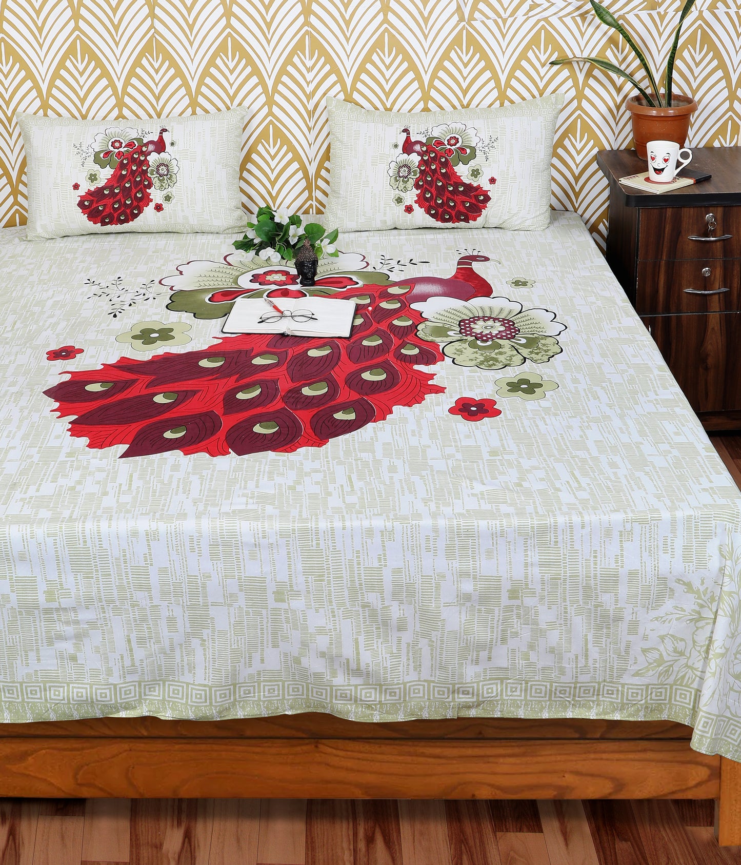 Rajasthani Jaipuri Traditional King Size Bedsheet With 2 Pillow Covers