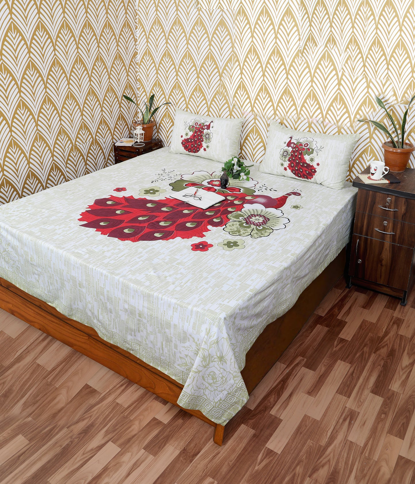 Rajasthani Jaipuri Traditional King Size Bedsheet With 2 Pillow Covers