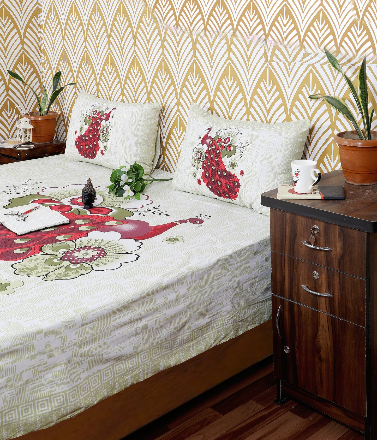 Rajasthani Jaipuri Traditional King Size Bedsheet With 2 Pillow Covers