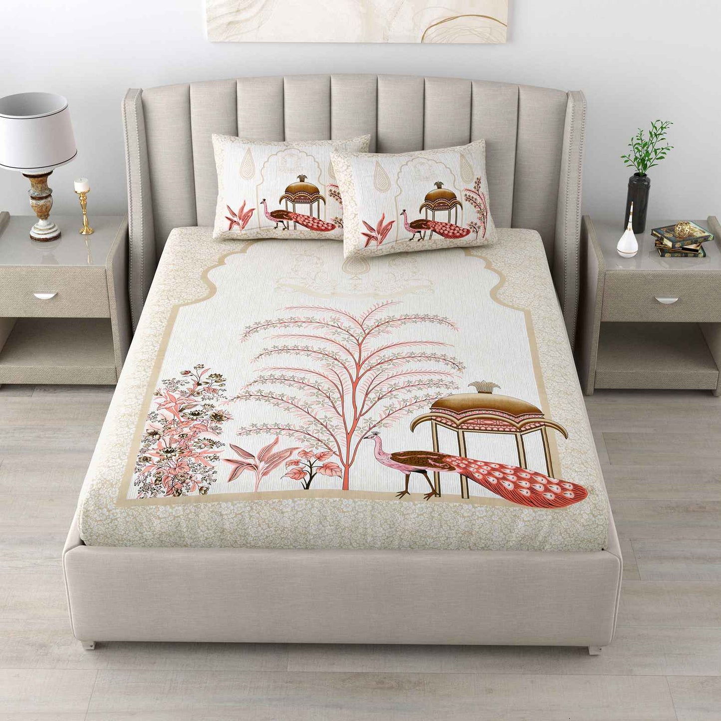 Rajasthani Jaipuri Traditional King Size Bedsheet With 2 Pillow Covers