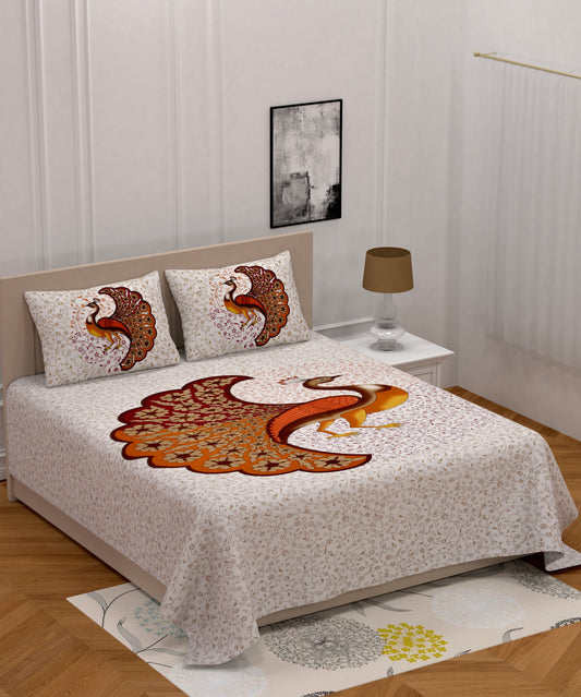 Sanganeri Jaipuri Printed Double Size Bedsheet With 2 Pillow Covers