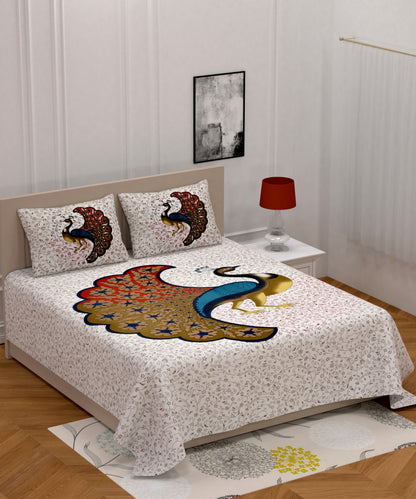 Sanganeri Jaipuri Printed Double Size Bedsheet With 2 Pillow Covers