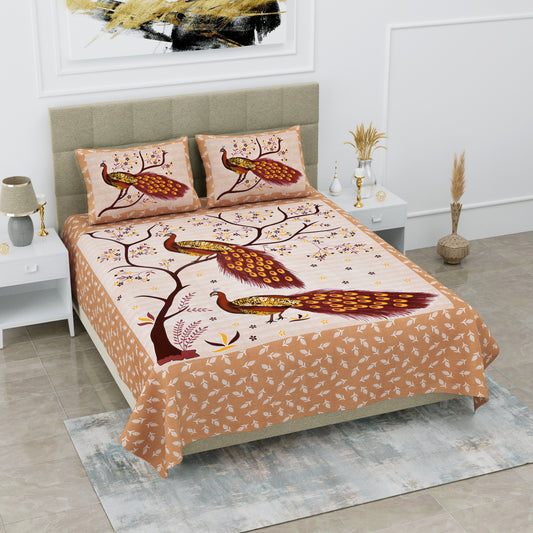 Sanganeri Jaipuri Printed Double Size Bedsheet With 2 Pillow Covers