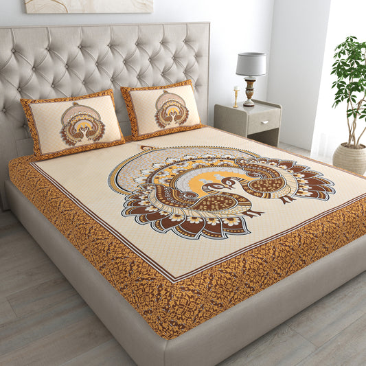 Sanganeri Jaipuri Printed Double Size Bedsheet With 2 Pillow Covers