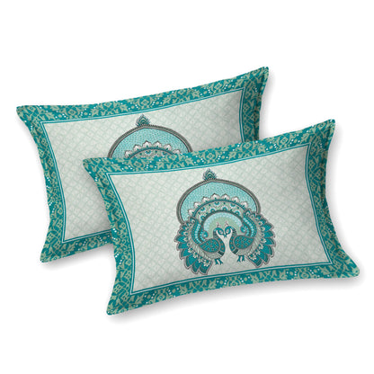 Sanganeri Jaipuri Printed Double Size Bedsheet With 2 Pillow Covers
