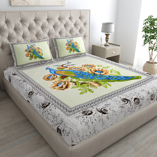 Sanganeri Jaipuri Printed Double Size Bedsheet With 2 Pillow Covers