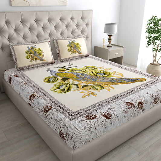 Sanganeri Jaipuri Printed Double Size Bedsheet With 2 Pillow Covers