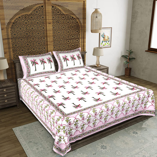 Rajasthani Jaipuri Traditional King Size Bedsheet With 2 Pillow Covers