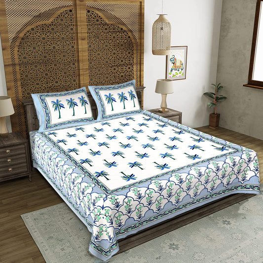 Rajasthani Jaipuri Traditional King Size Bedsheet With 2 Pillow Covers