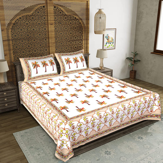 Rajasthani Jaipuri Traditional King Size Bedsheet With 2 Pillow Covers