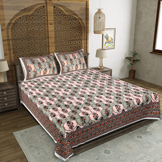 Rajasthani Jaipuri Traditional King Size Bedsheet With 2 Pillow Covers
