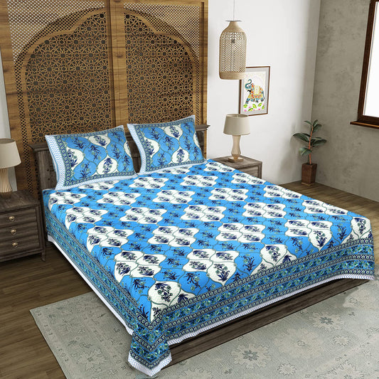 Rajasthani Jaipuri Traditional King Size Bedsheet With 2 Pillow Covers