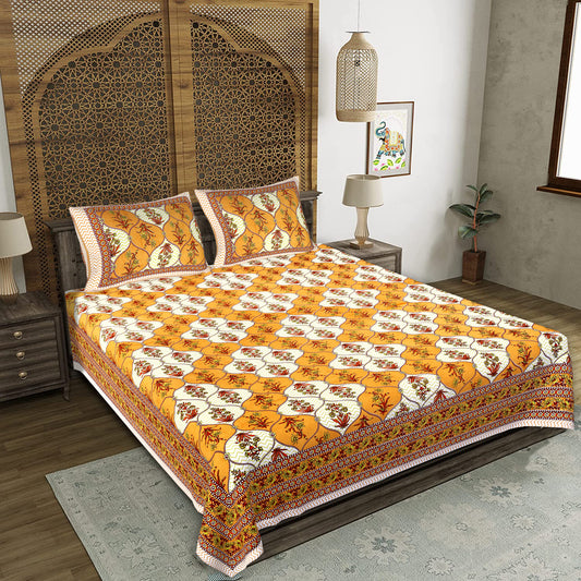 Rajasthani Jaipuri Traditional King Size Bedsheet With 2 Pillow Covers