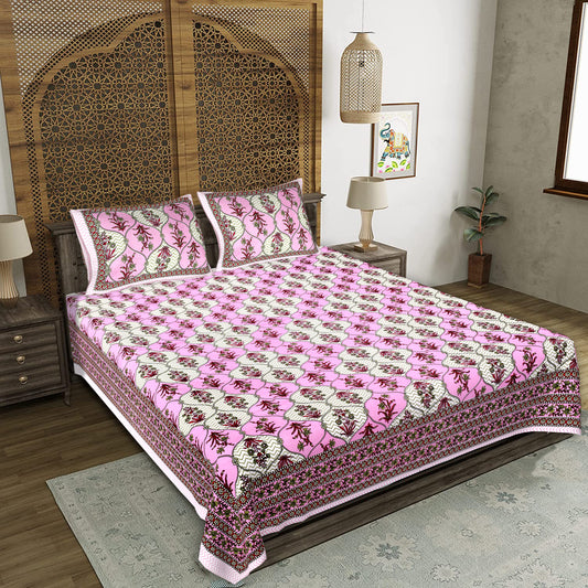 Rajasthani Jaipuri Traditional King Size Bedsheet With 2 Pillow Covers
