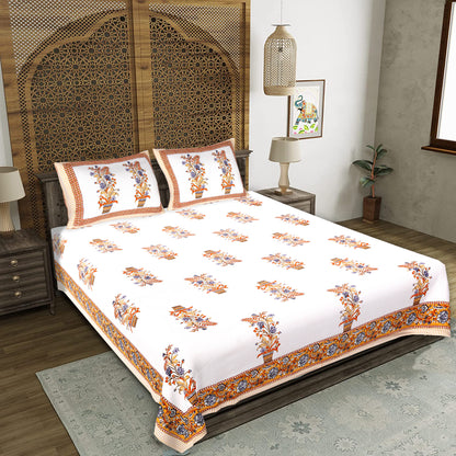 Rajasthani Jaipuri Traditional King Size Bedsheet With 2 Pillow Covers