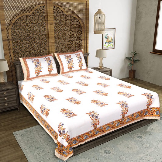 Rajasthani Jaipuri Traditional King Size Bedsheet With 2 Pillow Covers