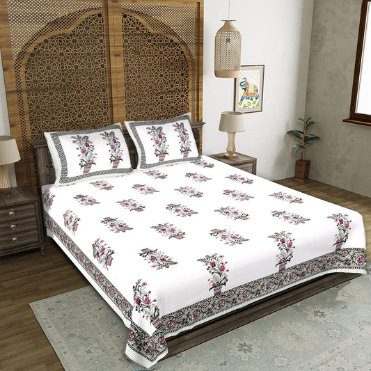 Rajasthani Jaipuri Traditional King Size Bedsheet With 2 Pillow Covers