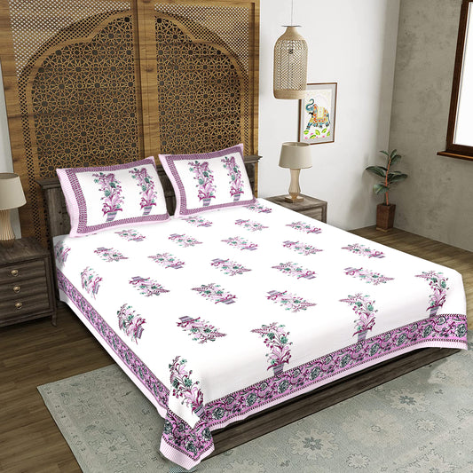 Rajasthani Jaipuri Traditional King Size Bedsheet With 2 Pillow Covers