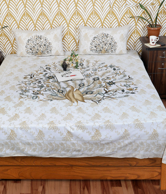 Rajasthani Jaipuri Traditional King Size Bedsheet With 2 Pillow Covers