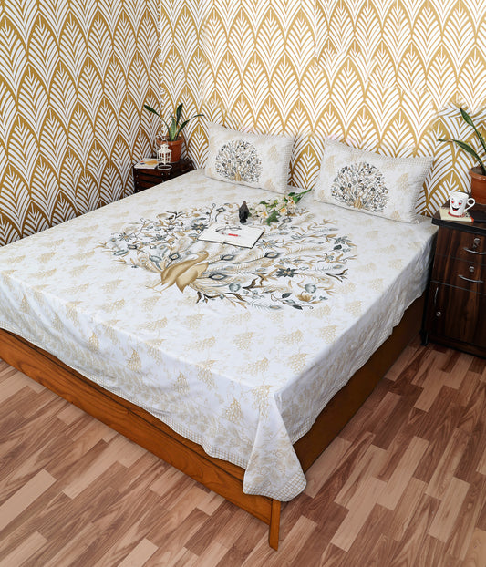 Rajasthani Jaipuri Traditional King Size Bedsheet With 2 Pillow Covers