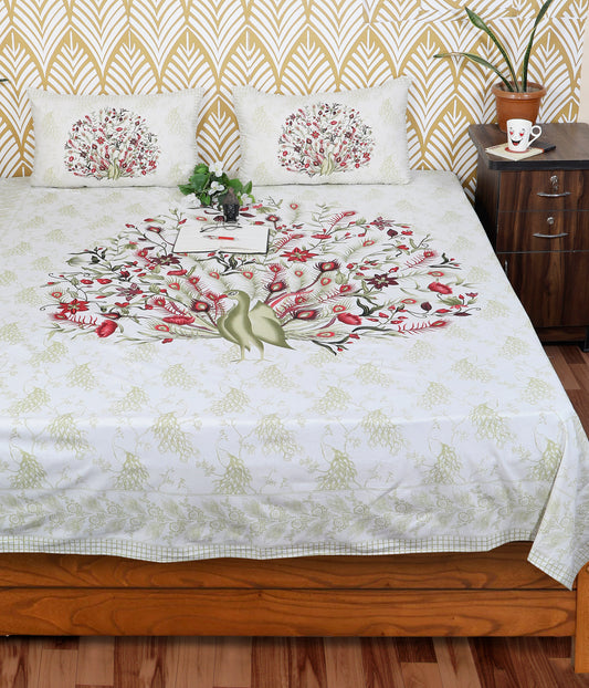 Rajasthani Jaipuri Traditional King Size Bedsheet With 2 Pillow Covers