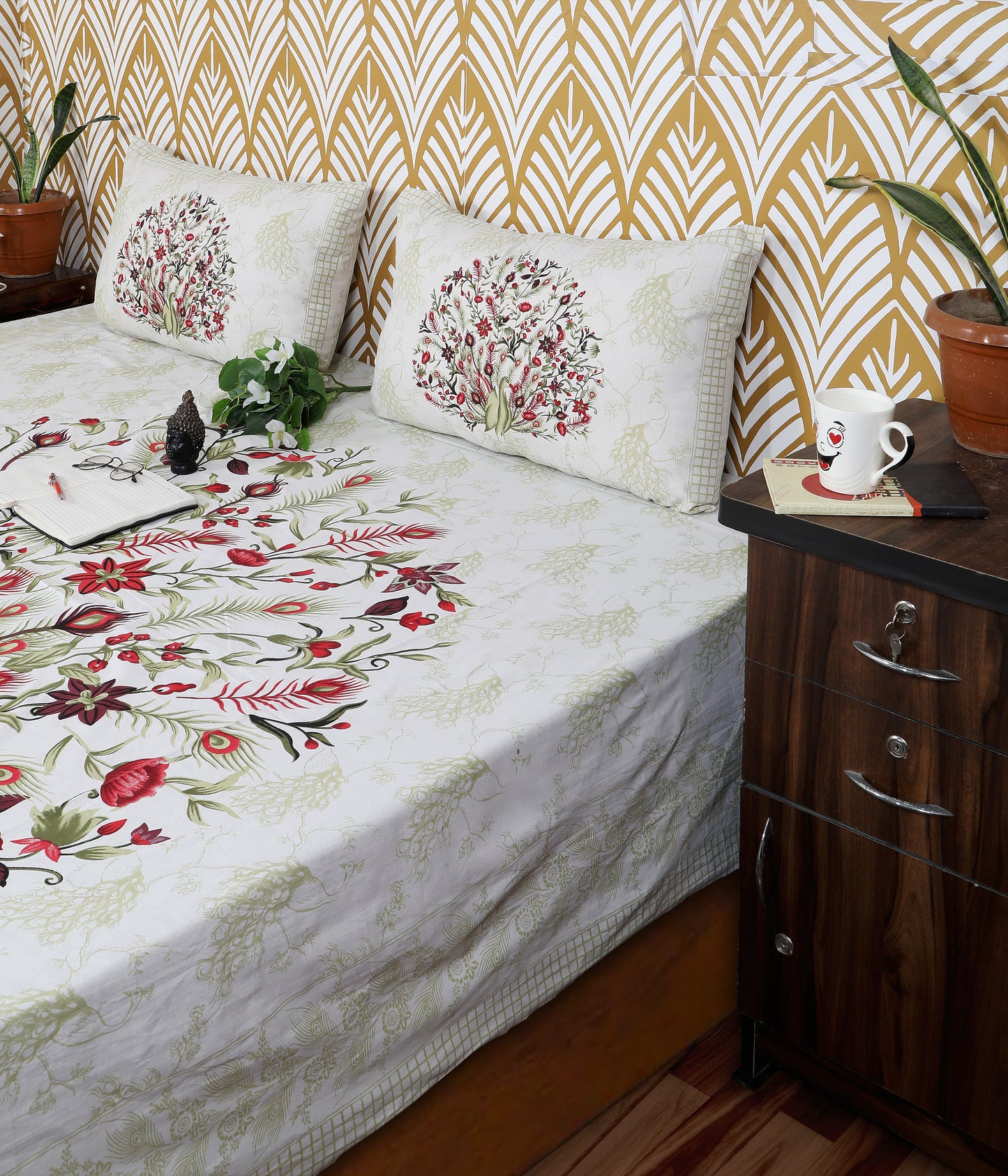 Rajasthani Jaipuri Traditional King Size Bedsheet With 2 Pillow Covers