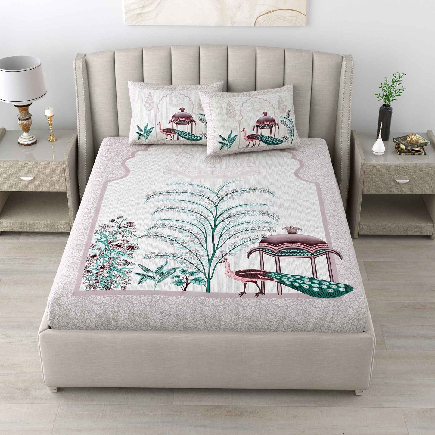 Rajasthani Jaipuri Traditional King Size Bedsheet With 2 Pillow Covers