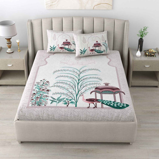 Rajasthani Jaipuri Traditional King Size Bedsheet With 2 Pillow Covers